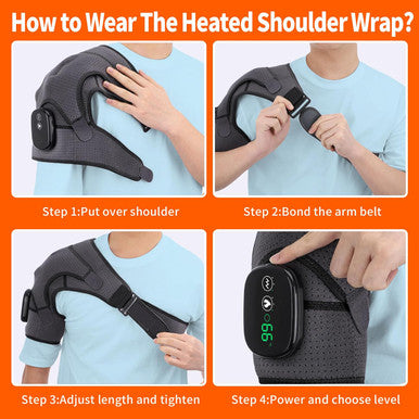Cordless Heated Shoulder Brace Wrap, Shoulder Heating Pad With Massage, 3 Heat & Vibration, 5000Mah Battery Powered, Shoulder Massager For Men Women