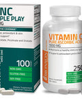 Bronson Vitamin C 1000 mg Premium Non-GMO Ascorbic + Bronson Zinc Triple Play 30 mg Triple Coverage Immune Support Zinc Supplement