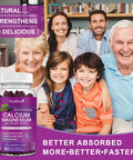 Calcium Magnesium Zinc Gummies With High Absorption Magnesium Glycinate 200Mg, Potassium -Plant Calcium Supplement W/ D3 & Sea Moss For Bone, Muscles, Calm Mood & Sleep Support- Kids & Adults (2 Pack)