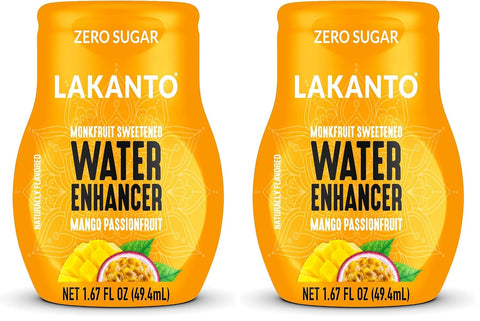 Lakanto Sugar Free Water Enhancer - Sweetened with Monk Fruit Sweetener and Erythritol, On the Go Liquid H2O Hydration, Zero Sugar, Naturally Flavored - Mango Passionfruit (1.67 fl oz - Pack of 6)