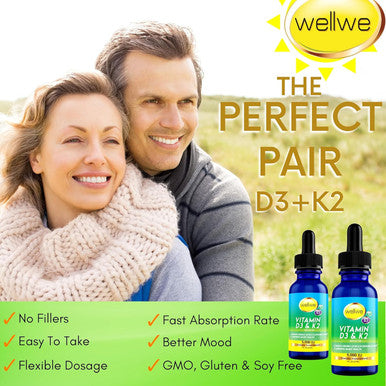 wellwe Vitamin D3 K2 Liquid Drops Vegan Vitamin D3 5000 Iu, Vitamin D Drops Adult No Fillers Non-Gmo, No Taste Liquid Vitamin D3 With K2 Supplement To Boost Energy Levels Mood Immune System 1 Fl Oz