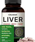 Naturebell Liver Cleanse Detox & Repair, 240 Veggie Capsules Milk Thistle, Dandelion Root, Artichoke, Turmeric, Black Currant Oil & More In 15-In-1 Formula Herbal Liver Support Supplement