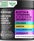 Biotin 10,000 mcg Supplement for Hair Growth with Collagen & Keratin for Hair Loss & Thinning Hair - Hair Skin and Nails Vitamins for Women & Men - Healthy Regrowth, Skin Glow & Nail Repair - 60 Caps