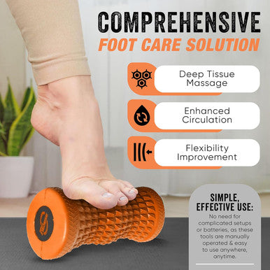 Invincible Fitness Foot Roller 4-In-1 Therapy Set For Tired And Achy Feet, Stress And Tension Relief, Trigger Point Therapy, Self-Myofascial Release, Deep Tissue (Orange)