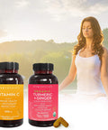 Viva Naturals Vitamin C 1000mg (250 Capsules) and Organic Turmeric Curcumin Supplement with Ginger Extract (90 Tablets) Bundle