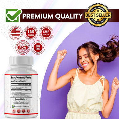 DECENT NATURE Organic Berberine with Ceylon Cinnamon 2175mg Premium berberine supplement high purity extract USDA Organic support immune system Berberine Plus Complex Non GMO Vegan for Men Women 90 Capsules