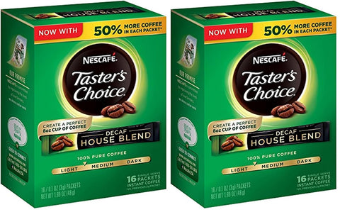 Nescafe Taster's Choice Decaf, House Blend Instant Coffee Single Serve Sticks, 16 Count (Pack of 1)