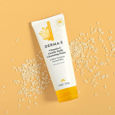 Derma E Vitamin C Gentle Daily Cleansing Paste Vitamin C Face Mask or Cleanser with Turmeric - Facial Mask Brightens & Clarifies, 4.0 Oz