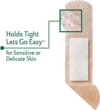 Curad Truly Ouchless Silicone Bandages .75" x 3" for Sensitive or Delicate Skin Flexible Fabric Protects Scrapes Cuts & Burns (Pack of 480)