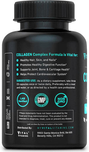Vital Vitamins Collagen For Women & Men - Type I, Ii, Iii, V, X Multi Collagen Pills - Grass Fed, Non-Gmo - 150 Capsules