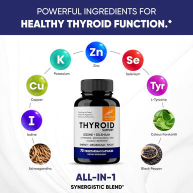 Sandhu'S Thyroid Support Complex With Selenium 200Mcg Zinc 20Mg Iodine 150Mcg L Tyrosine 300Mg Ashwagandha 150Mg Pure Health Supplement For Women & Men 70 Count, 35 Days Supply