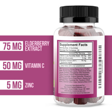 Elderberry Gummies with Zinc and Vitamin C Black Elderberry with Vitamin C and Zinc for Kids and Adults Antioxidant Supplement 60 Gummies