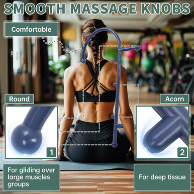 Ecotric Blue Manual Massager Hook Muscle Trigger Point Tool Self Massage Therapy Fibromyalgia Pain Relief For Shoulders,Neck, Upper And Lower Back
