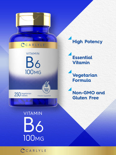 Carlyle Vitamin B6 100Mg | 250 Tablets | Vegetarian, Non-Gmo, Gluten Free