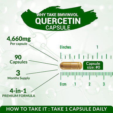 Quercetin Supplement 4660 mg Supports Cardiovascular Health Immune System and Antioxidant with Bromelain Black Pepper Extract 3 Months Supply