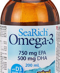 SeaRich Omega3 750mg EPA / 500mg DHA w/VIT D3 1000IU Lemon Meringue Natural Factors 6.76 Liquid