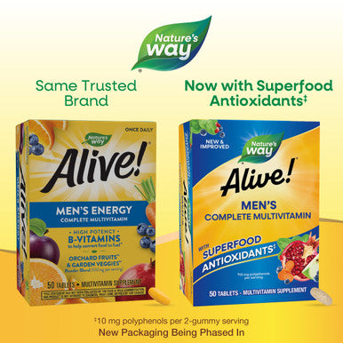 Nature'S Way Alive! Men S Energy Multivitamin Supports Healthy Aging* Supports Cellular Energy* B-Vitamins Gluten-Free 50 Tablets