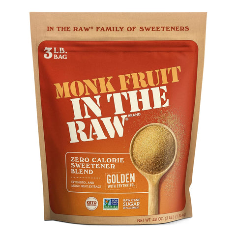 Monk Fruit In The Raw, Golden Monk Fruit Sweetener Bag, 1 LB | Keto Certified Monk Fruit Sweetener, Perfect Substitute for Raw Cane Sugar, Good for Baking, Zero Net Carbs, Zero Calories
