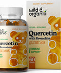 Wild & Organic Quercetin with Bromelain Gummies - Bromelain Quercetin Supplement for Immunity & Respiratory Function - Quercetin and Bromelain Gummy - 60 Pear-Flavored Chews