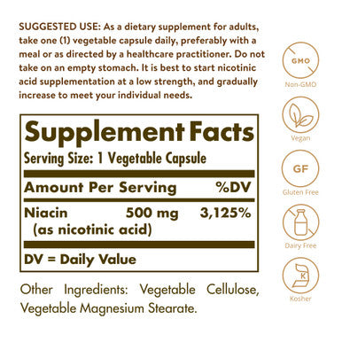 Solgar Niacin 500 Mg 100 Ct