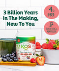 Kos Organic Superfood Greens Powder - Gut Health From Prebiotic Fiber, Supergreens And Adaptogens - Usda Certified Organic, Made In A Gmp Certified Facility - 28 Servings Berry