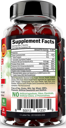 Apple Cider Vinegar Gummies for Weight Loss ACV Gummies with The Mother for Women Men Energy Boost Bloat Digestive Immune Support Vitamin B12 B6 B 9 Folic Acid Vegan Detox Cleanse 90Ct