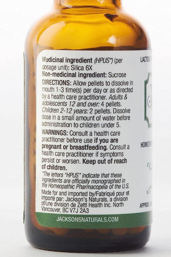 Jackson's #12 Silica 6X - The First Certified Vegan, Lactose-free Schuessler Tissue Cell Salt - Made in the USA (500 pellets)