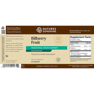Nature'S Sunshine Bilberry Fruit Concentrate 60 Tablets