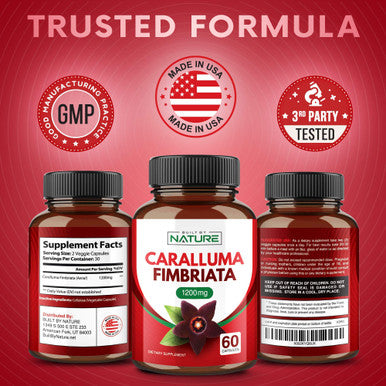 Built Nature Caralluma Fimbriata Extract, 1200Mg Maximum Strength Appetite Suppressant - Pure & Natural Weight Loss, Energy, And Mental Focus Support, Gluten-Free, Vegan, No Additives Or Fillers, 60 Capsules