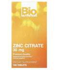 Bio Nutrition Zinc Citrate, 30 Mg, 100 Tablets