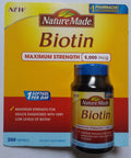 Nature Made Biotin 5 000 Mcg. 250 Softgels Maximum Strength