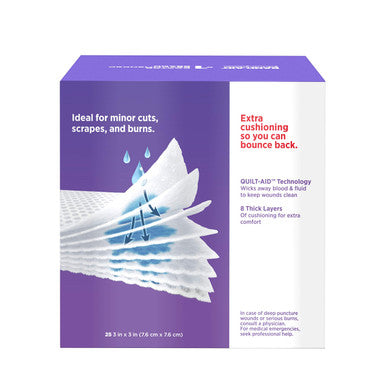 Band-Aid Brand Cushion Care Medium Gauze Pads, 3X3 Inch (Pack Of 25)