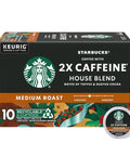 Starbucks K-Cup Coffee Pods, Medium Roast Coffee With 2X Caffeine House Blend For Keurig Coffee Makers, 100% Arabica, 1 Box (10 Pods)