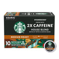 Starbucks K-Cup Coffee Pods, Medium Roast Coffee With 2X Caffeine House Blend For Keurig Coffee Makers, 100% Arabica, 1 Box (10 Pods)