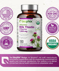 Biophix Milk Thistle Usda Organic 30:1 Extract 7500 Mg With Piperine 180 Veggie Capsules - Healthy Liver Support - Antioxidant Formula - Detoxification Support