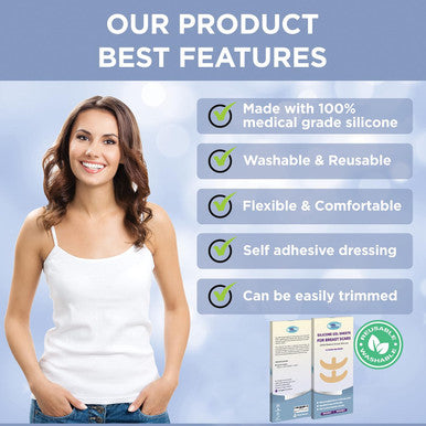 Breast Augmentation Post Surgery Supplies- Silicone Scar Sheets For Breast Surgical Scars-Breast Reduction Recovery Supplies After Surgery Needs- Comfortable Under Post Op Bra