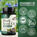 Nature'S Nutrition Premium Black Seed Oil Capsules Extra Strength 1000mg - Cold Pressed Nigella Sativa Blackseed Oil Pure Black Cumin Seed Oil & Antioxidant for Skin & Immune Support - Non-GMO & Vegan - 120 Count