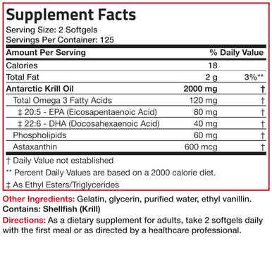 Bronson Antarctic Krill Oil 2000 mg with Omega-3s EPA DHA Astaxanthin and Phospholipids 250 Softgels