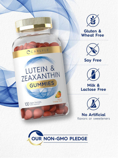 Carlyle Lutein and Zeaxanthin Gummies | 20mg of Lutein Supplement | 100 Orange Flavor Vegan Gummies | Non-GMO Gluten