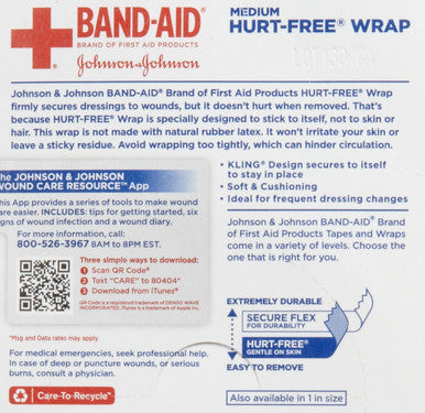 Band-Aid Medium Hurt Free Wrap, 1.2 Oz
