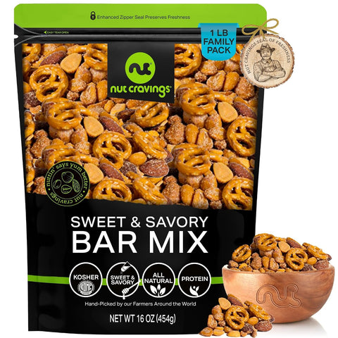 NUT CRAVINGS - Roasted & Salted Mixed Nuts - Brazils, Brazil, Pecan, Almond, Hazelnut, Cashew (16oz - 1 LB) Packed Fresh in Resealable Bag - Food Assortments