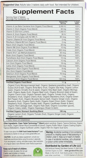 Garden of Life Organic Mykind Prenatal Multivitamin 216 Ct