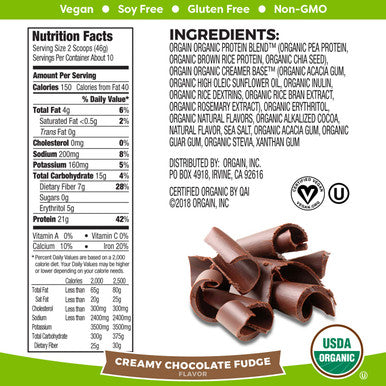 Orgain Organic Plant Based Protein Powder Creamy Chocolate Fudge 1.02 Pound Organic Plant Based Protein Powder Vanilla Bean Vegan Low Net Carbs Non Dairy Gluten 1.02 Pound