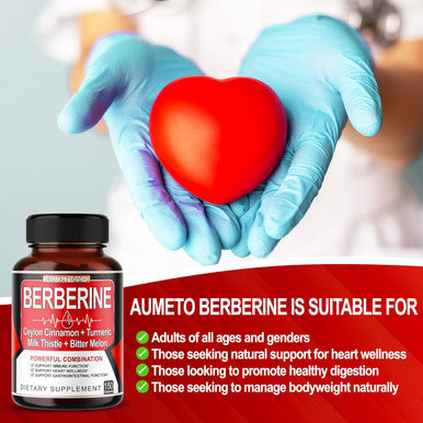 Aumeto Berberine Supplement - Enhanced with Ceylon Cinnamon Turmeric Milk Thistle Bitter Melon for Digestion Immunity & Weight Managament (150 Count (Pack of 1))