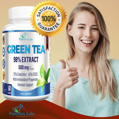 YUMMYVITE Green Tea Extract 98% - 3X Strength, 75% Polyphenol Catechins, 45% Egcg, Super Antioxidant - 60 Capsules