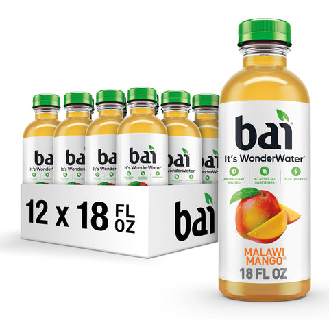 Bai Antioxidant Infused Water Beverage, Molokai Coconut, with Vitamin C and No Artificial Sweeteners, 18 Fluid Ounce Bottle, 12 Pack