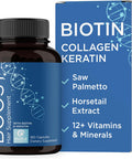 Biotin And Collagen Supplement For Women & Men - Hair Growth Supplement With Saw Palmetto Horsetail Biotin Collagen Keratin And More Dht Blocker Hair Growth Vitamins For Women & Men (3 Months)