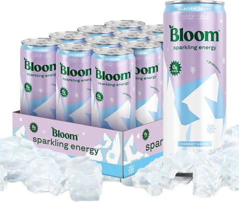 Bloom Nutrition Sparkling Energy Drink Minis, Raspberry Lemon & Strawberry Watermelon, 7.5oz 12 Pack
