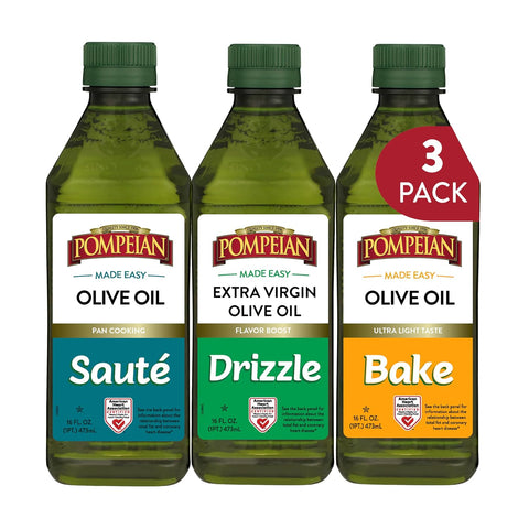 Pompeian Made Easy SautÃƒÆ’Ã†â€™Ãƒâ€šÃ‚Â© Olive Oil, Pan Cooking, American Heart Association Certified, 16 Fl Oz