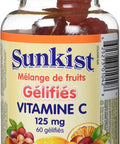 Sunkist Vitamin C, Gummy, Mixed Fruit Flavour, 125 mg, 60 Count